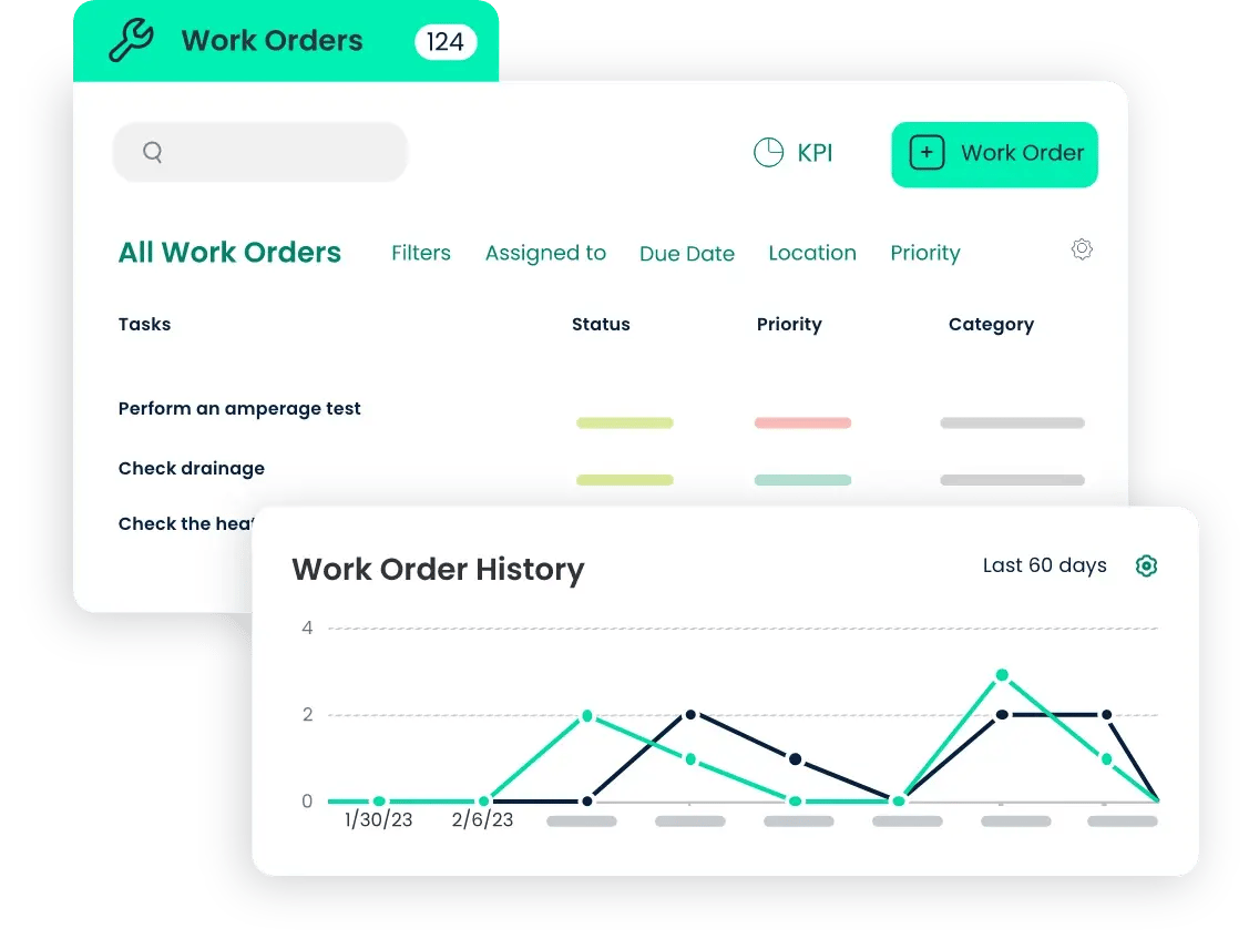 the work orders interface of the cmms software