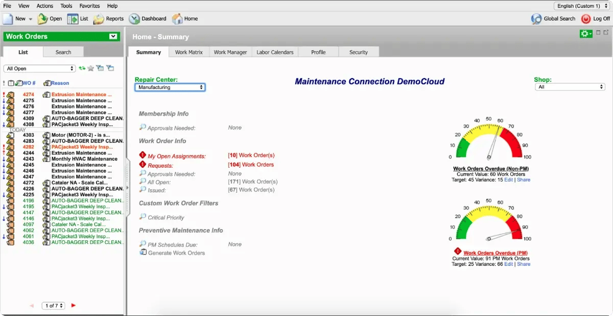 image of maintenance connection interface