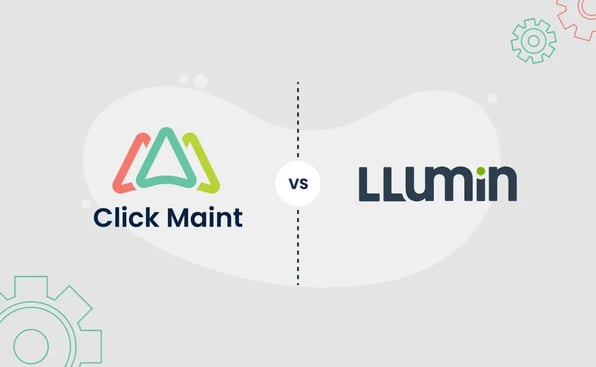 image showing a logo comparison of click maint and llumin