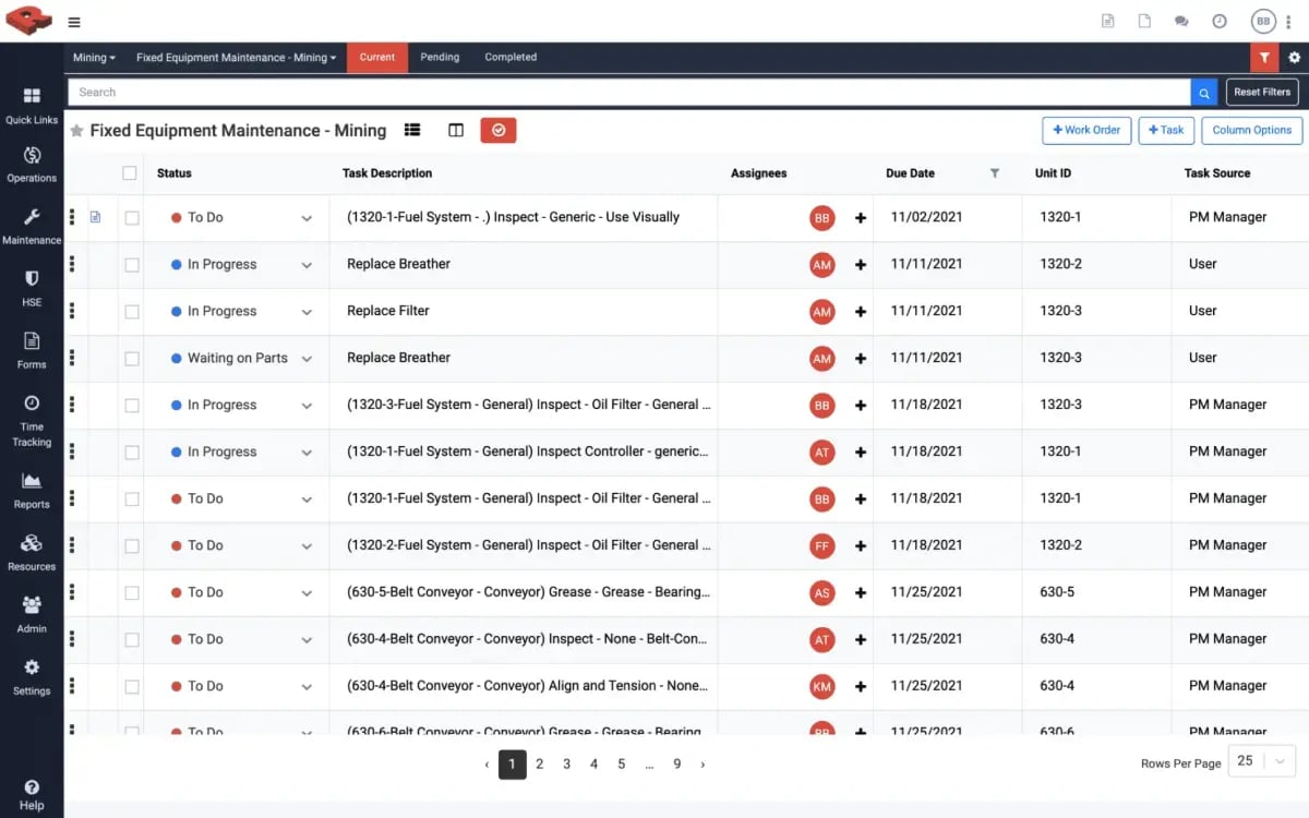 redlist work order management screenshot