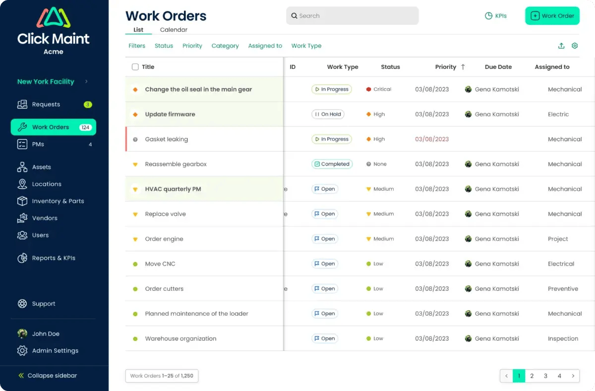 image of the cmms software interface showing maintenance schedule and task list creation