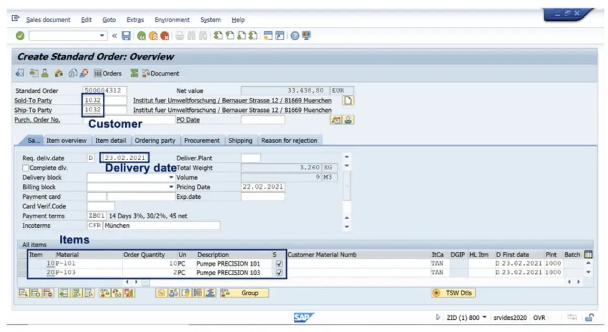 image showing the erp working interface of sap erp software