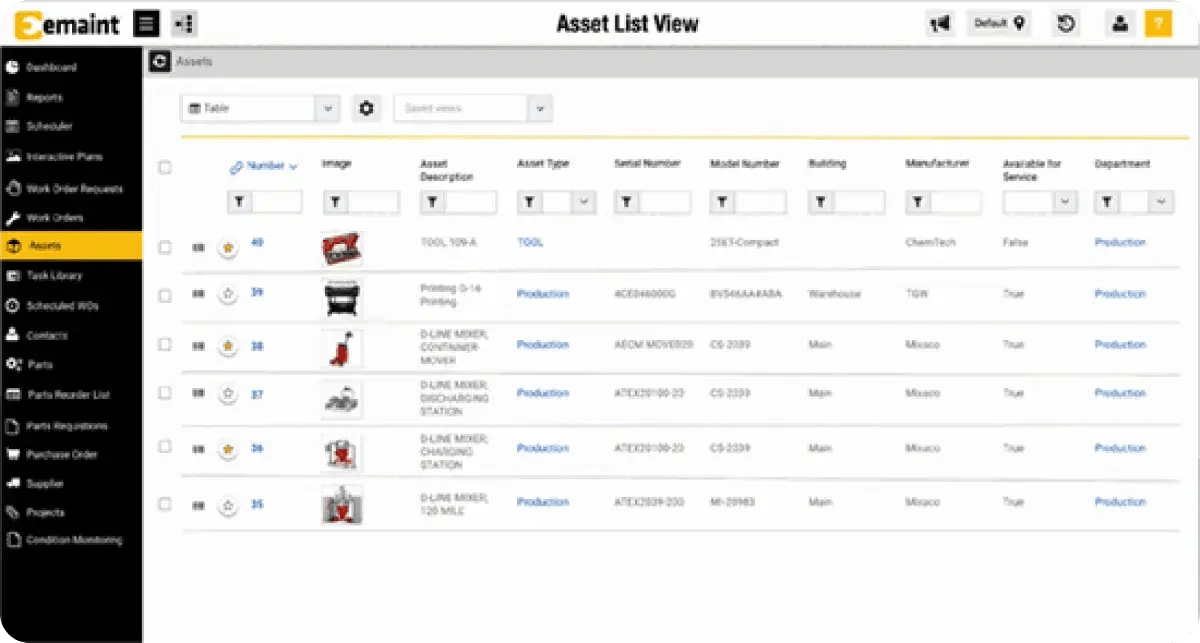 image of the emaint asset management interface