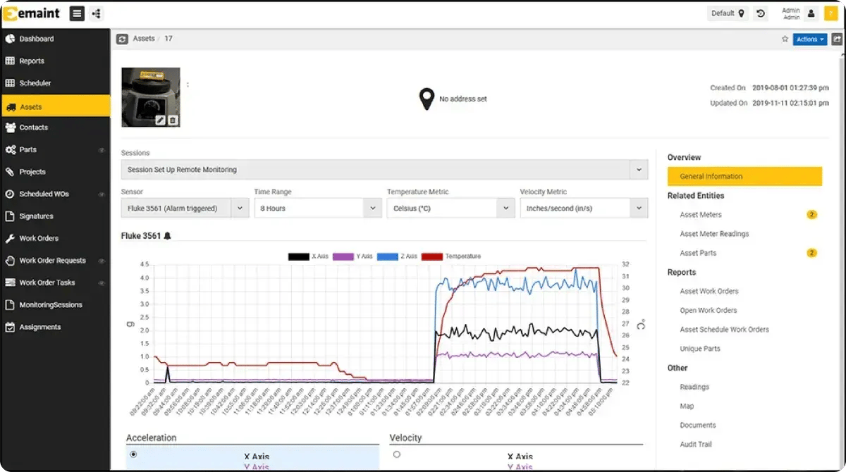 image of the emaint condition monitoring and pdm interface