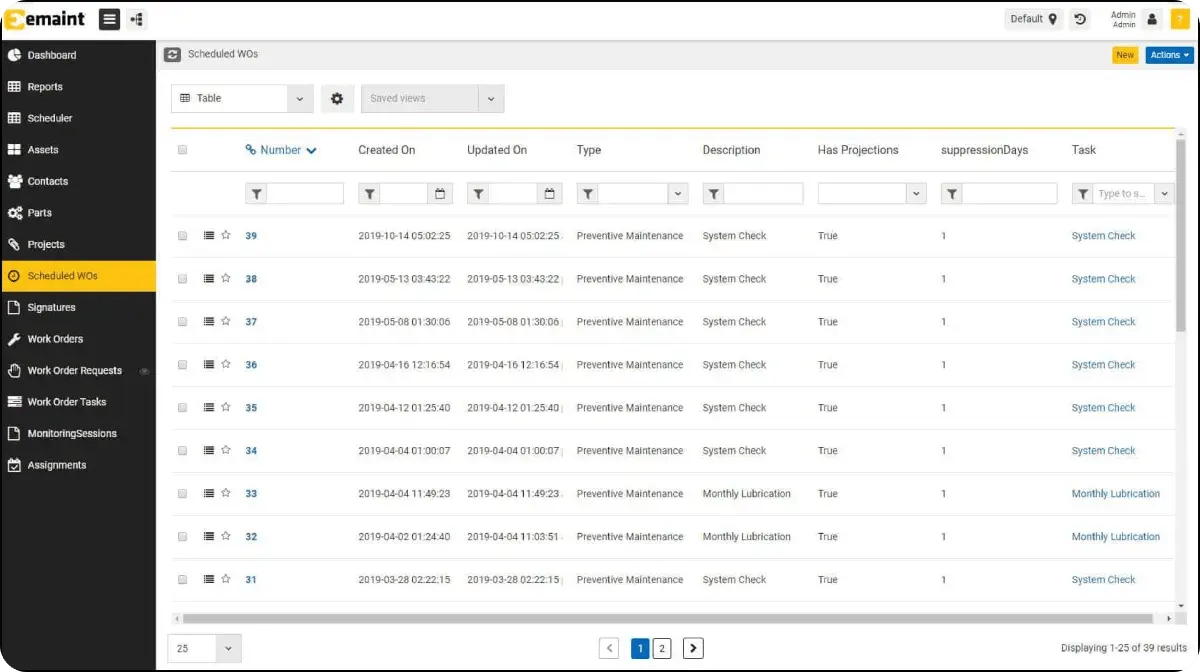 image of the emaint preventive maintenance interface