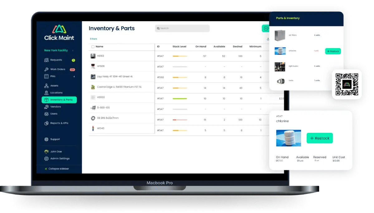 image showing the cmms inventory tracking interface